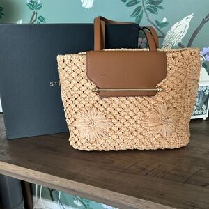 Strathberry raffia & leather tote